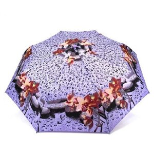 Смарт-зонт Beta Tea, механика, 3 сложения, купол 96 см., 8 спиц, обратное сложение, система «антиветер», чехол в комплекте, для женщин, фиолетовый