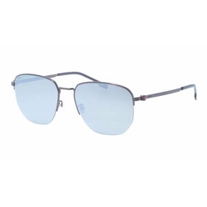Солнцезащитные очки BOSS, квадратные, оправа: металл, для мужчин, серый