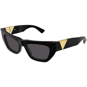 Солнцезащитные очки Bottega Veneta, кошачий глаз, оправа: пластик, для женщин, черный