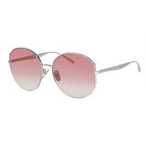 Солнцезащитные очки CAROLINA HERRERA, круглые, оправа: металл, для женщин, серебряный