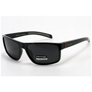 Солнцезащитные очки CHEYSLER, прямоугольные, оправа: пластик, поляризационные, с защитой от УФ, черный