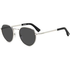 Солнцезащитные очки DSQUARED2, круглые, оправа: металл, серебряный