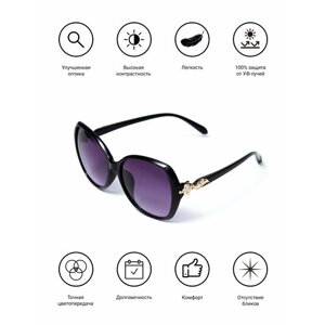 Солнцезащитные очки ezstore, кошачий глаз, оправа: пластик, для женщин, черный