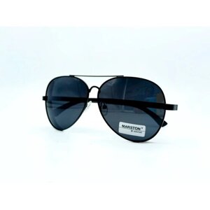 Солнцезащитные очки Fedrov, авиаторы, оправа: металл, поляризационные, черный