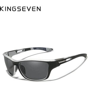 Солнцезащитные очки KINGSEVEN, прямоугольные, спортивные, поляризационные, серый
