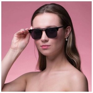 Солнцезащитные очки Мастер К., клабмастеры, оправа: пластик, с защитой от УФ, зеркальные, градиентные, черный