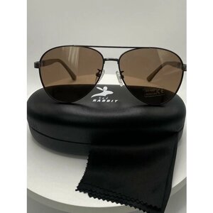 Солнцезащитные очки , оправа: металл, поляризационные, с защитой от УФ, коричневый