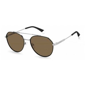 Солнцезащитные очки Polaroid, авиаторы, оправа: металл, поляризационные, для мужчин, серый