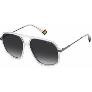 Солнцезащитные очки Polaroid, авиаторы, оправа: металл, поляризационные, с защитой от УФ, градиентные, прозрачный