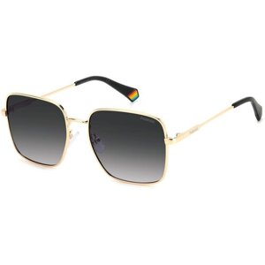 Солнцезащитные очки Polaroid, квадратные, оправа: металл, с защитой от УФ, градиентные, поляризационные, для женщин, золотой
