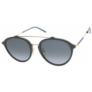 Солнцезащитные очки TOMMY HILFIGER, круглые, оправа: пластик, градиентные, черный