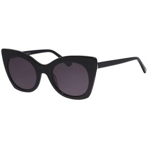 Солнцезащитные очки Valentin Yudashkin, кошачий глаз, оправа: пластик, для женщин, черный