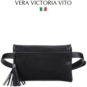 Сумка поясная Vera Victoria Vito повседневная, натуральная кожа, регулируемый ремень, черный