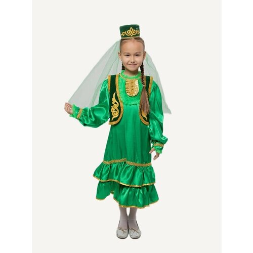 Татарский национальный костюм для девочки, цвет зеленый, 122 размер