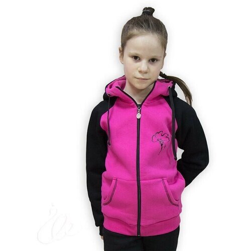 Толстовка Царевна-Лебедь для девочек, капюшон, размер 38/164, розовый, черный