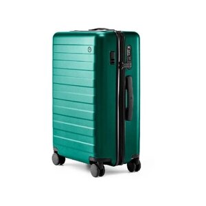 Умный чемодан NINETYGO, поликарбонат, водонепроницаемый, рифленая поверхность, адресная бирка, 38 л, размер M, зеленый