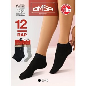 Женские носки Omsa укороченные, 12 пар, размер 25, мультиколор