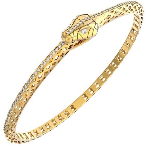 Жесткий браслет Diamant online, желтое золото, 585 проба, бриллиант, длина 18 см.