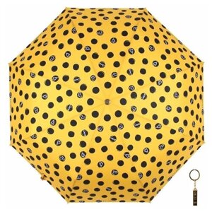 Зонт FLIORAJ, автомат, 3 сложения, купол 116 см, 8 спиц, система «антиветер», чехол в комплекте, для женщин, желтый