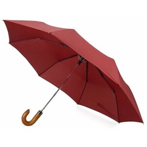 Зонт Oasis, полуавтомат, 3 сложения, купол 99.5 см, 8 спиц, деревянная ручка, система «антиветер», чехол в комплекте, для женщин, красный
