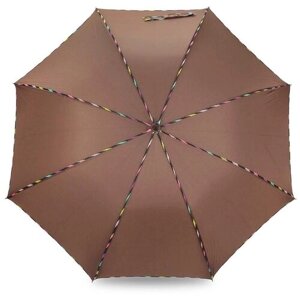 Зонт-трость Dolphin, полуавтомат, купол 101 см., 8 спиц, деревянная ручка, для женщин, коричневый