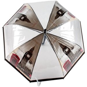 Зонт-трость ЭВРИКА подарки и удивительные вещи, полуавтомат, купол 80 см., 8 спиц, прозрачный, мультиколор