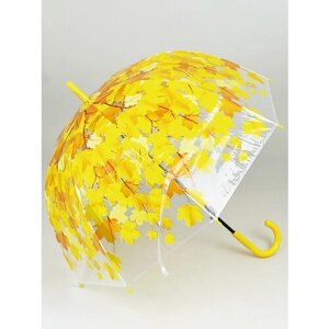 Зонт-трость Rainbrella, полуавтомат, купол 82 см, 8 спиц, система «антиветер», прозрачный, для женщин, желтый