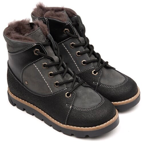 Ботинки Tapiboo, зимние, натуральный нубук, на молнии, размер 30, серый, черный