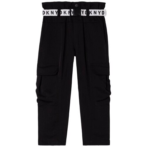 Брюки карго DKNY демисезонные, карманы, размер 176, черный
