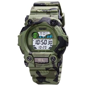 Часы Skmei/Скмей 1635, детские, секундомер, подсветка, будильник Army Green