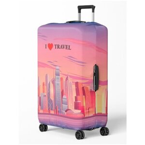 Чехол для чемодана , размер M, фиолетовый, розовый