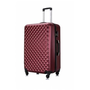Чемодан L'case, ABS-пластик, пластик, рифленая поверхность, 48 л, красный, бордовый