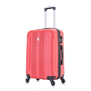 Чемодан L'case, поликарбонат, ABS-пластик, увеличение объема, рифленая поверхность, опорные ножки на боковой стенке, 104 л, размер L, розовый