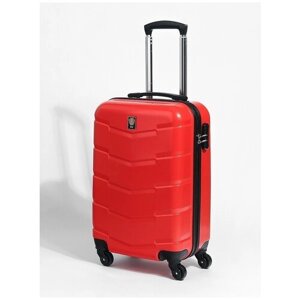Чемодан Sun Voyage, ABS-пластик, износостойкий, рифленая поверхность, 42 л, размер S, красный