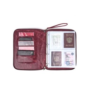 Документница Bernardo Rossi, натуральная кожа, отделение для паспорта, бордовый