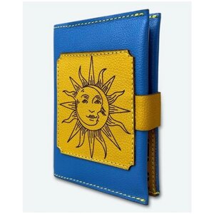Документница KAZA, натуральная кожа, отделение для карт, отделение для паспорта, отделение для автодокументов, голубой, желтый