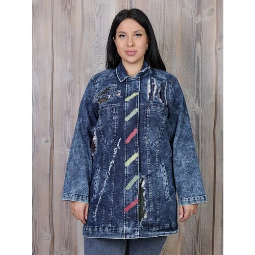 Джинсовая куртка Полное счастье, размер 52, голубой