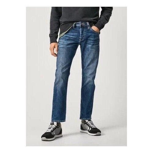 Джинсы Pepe Jeans, прямой силуэт, средняя посадка, размер 31/32, синий