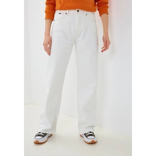 Джинсы широкие Pepe Jeans, полуприлегающие, завышенная посадка, стрейч, размер 30, белый