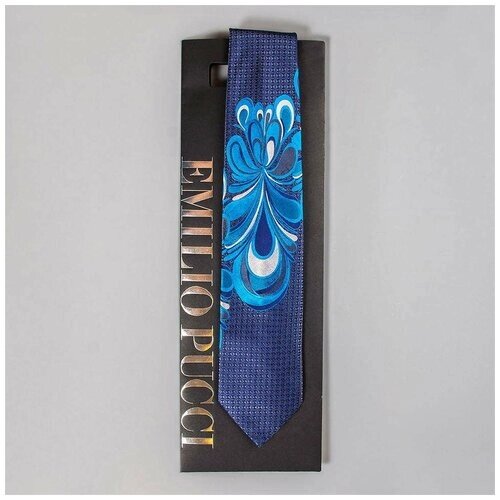 Галстук Emilio Pucci, натуральный шелк, однотонный, для мужчин, синий