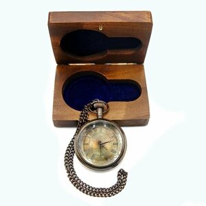 Карманные часы , кварцевые, латунь, с секундомером, с крышкой, на цепочке, золотой