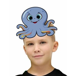 Карнавальная маска осьминог синий детская