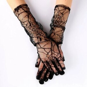 Карнавальный аксессуар-перчатки, цвет чёрный, паутина