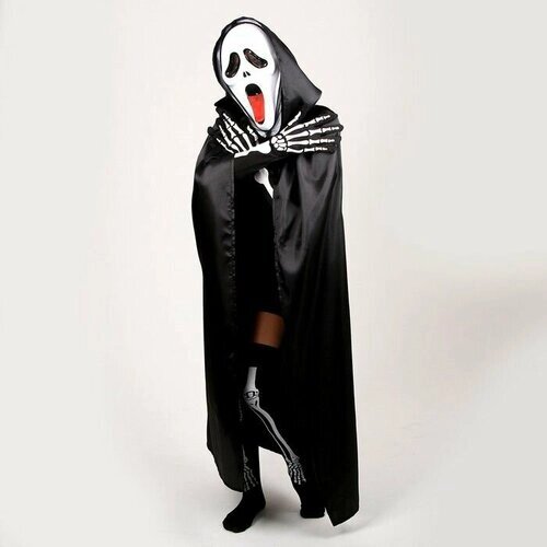 Карнавальный костюм "Хэллоуин чёрный", плащ 120 см, маска, гольфы, перчатки / 9754689