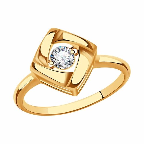 Кольцо Diamant online, золото, 585 проба, фианит, размер 16.5, золотистый
