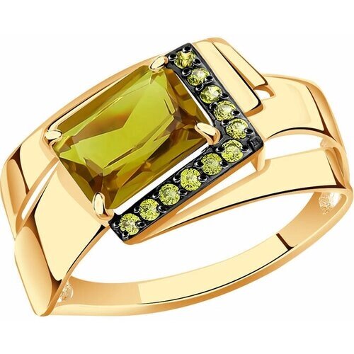 Кольцо Diamant online, золото, 585 проба, султанит, фианит, размер 19