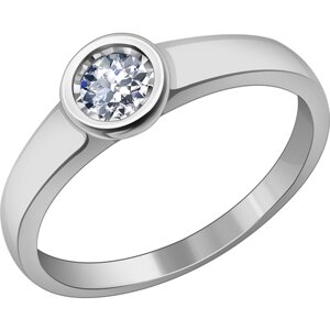 Кольцо помолвочное Diamant online, белое золото, 585 проба, бриллиант, размер 18