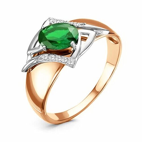 Кольцо Яхонт золото, 585 проба, бриллиант, изумруд, размер 17.5, зеленый, бесцветный