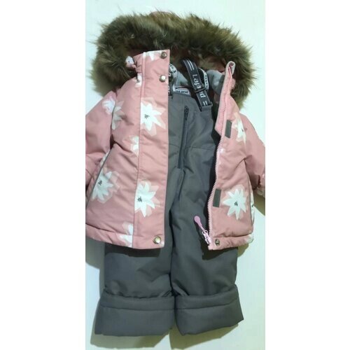 Комбинезон зимний, защита от попадания снега, для девочек, размер 80, розовый