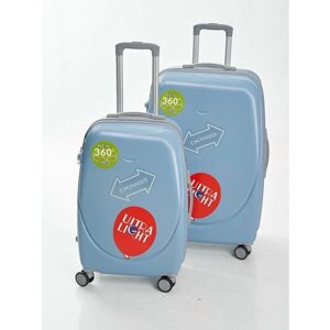Комплект чемоданов Ультра ЛАЙТ, 2 шт., 65 л, размер S/M, небесно-голубой